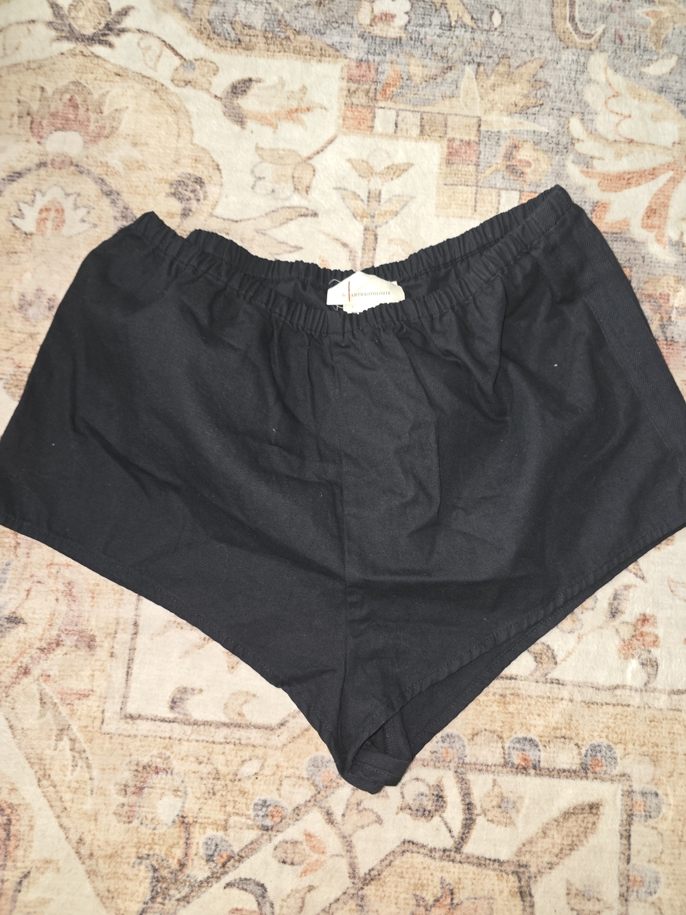 Anthropologie Black Elastic-Waist Casual Lounge Shorts